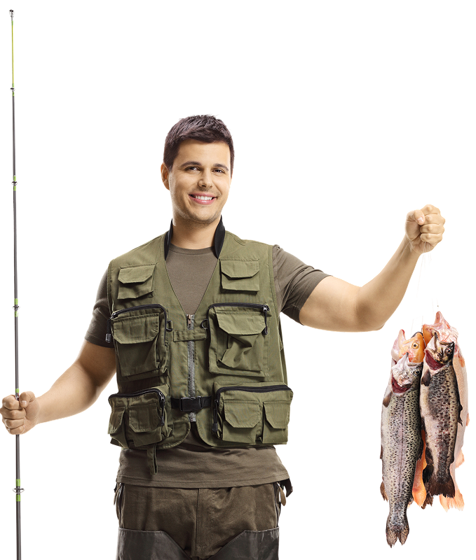 Smiling angler with fresh catch